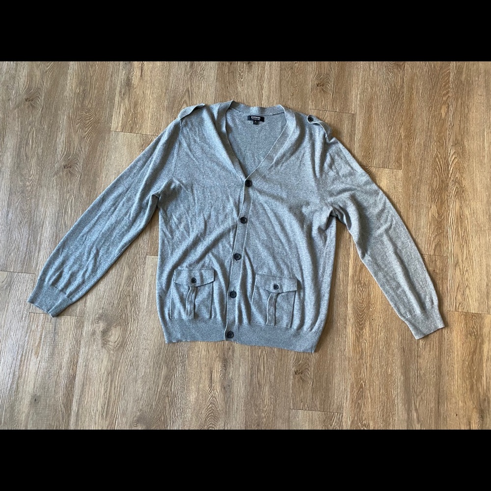 Express Men's XL Cotton-Merino Wool Cardigan